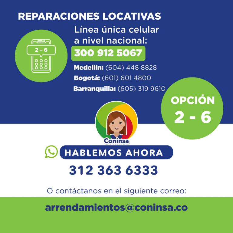 Contacto reparaciones locativas Coninsa