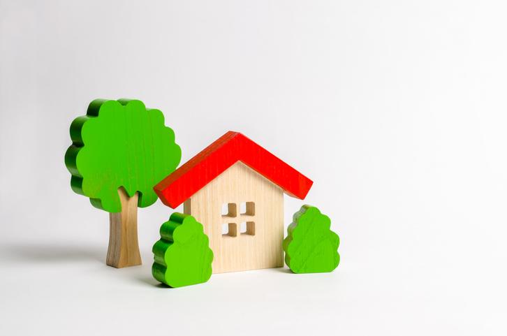 Comprar vivienda en Bogotá con subsidio de oferta preferente. Imagen de referencia con casa de madera pequeña y árboles alrededor.